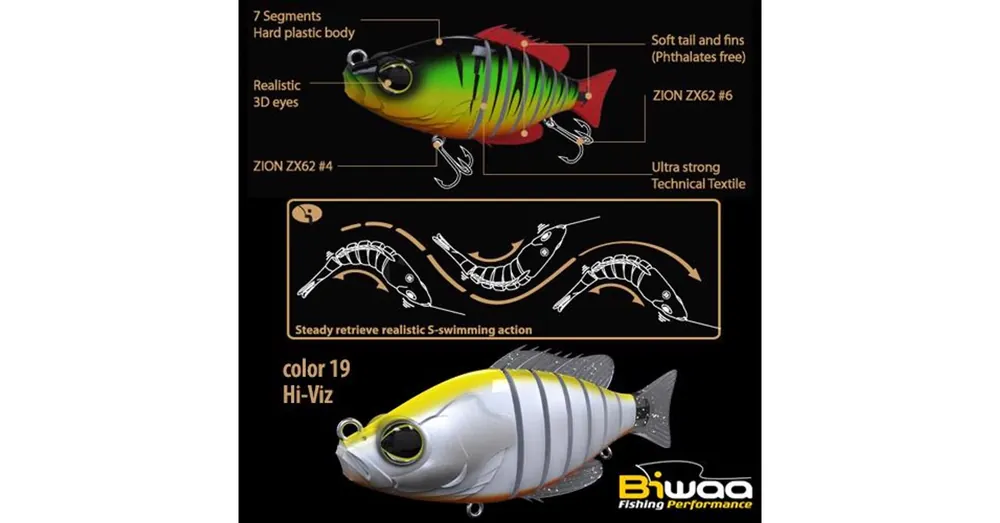 Biwaa Swimbait Seven S6" 15cm 60g 19 Hi Víz wobbler Speciale Aanbieding