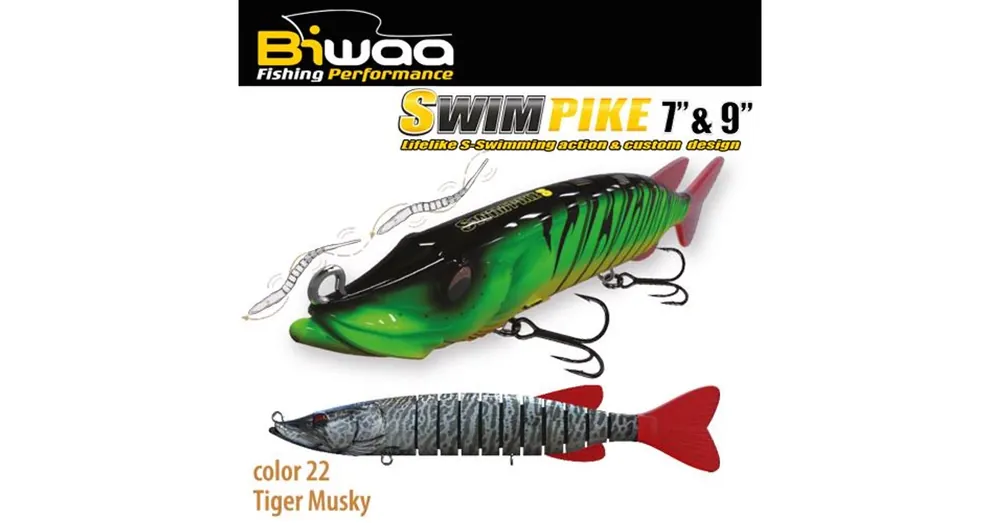 Biwaa Swimpike SS 7" 18cm 26g 22 Tiger Musky wobbler Beste Prijs