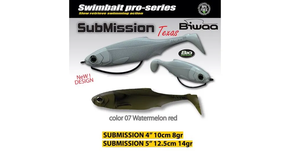 Biwaa Submission 4" 10cm 07 Watermelon Red gumihal 4db/csg Direct Verzonden