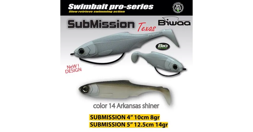 Biwaa Submission 4" 10cm 14 Arkansas Shiner gumihal 4db/csg Flitsaanbieding