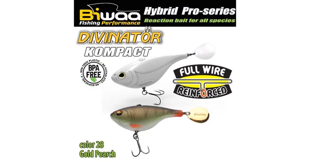 Biwaa Divinator Kompact 90 9cm 55g 28 Gold Perch spinnertail Nieuw