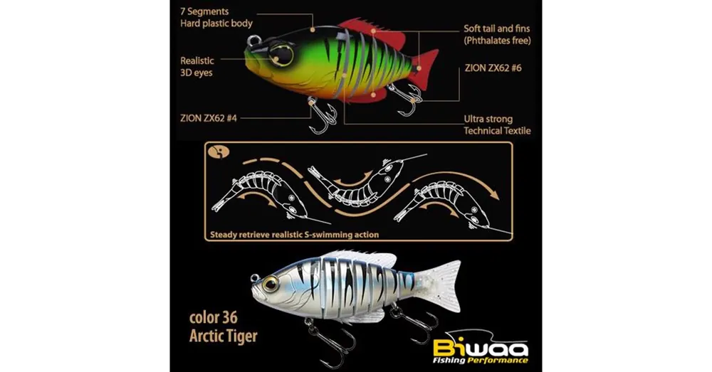 Biwaa Swimbait Seven S4" 10cm 17g 36 Arctic Tiger wobbler Fabrieksprijs