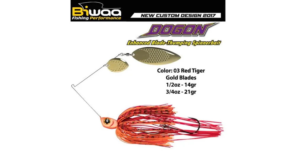 Beperkte Voorraad Biwaa Spinnerbait Dogon 1/2oz 14g 03 Red Tiger-Gold Blades spinnerbait