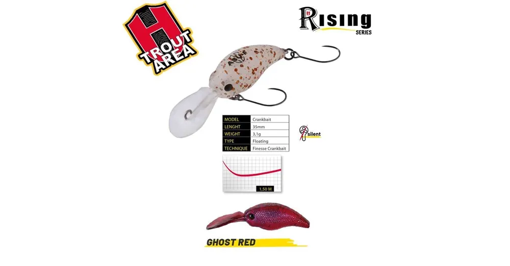 Herakles ASU 35F 3,5cm 3,1gr Ghost Red wobbler Laatste Kans