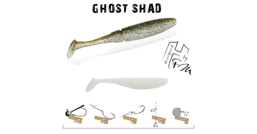 Herakles Ghost Shad 5cm White/Silver gumihal 8 db/csg Snelle Levering