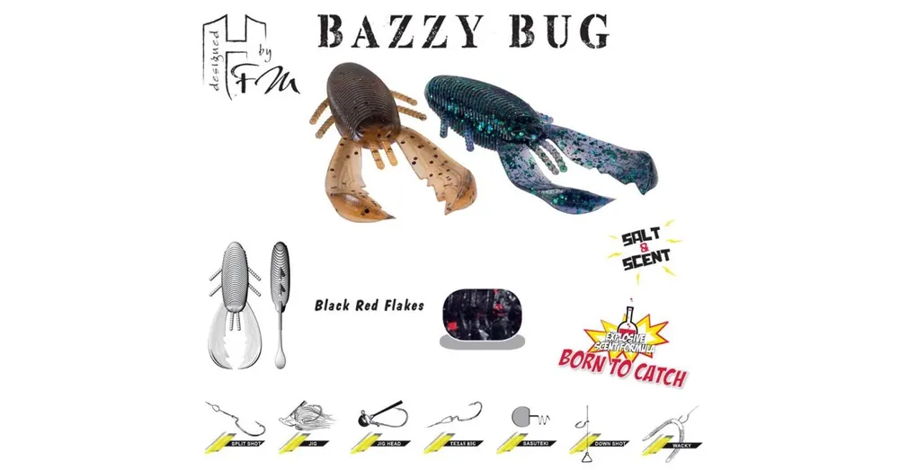 Rechtstreeks Van De Fabrikant Herakles Bazzy Bug 3,2" 8cm Black Red Flakes gumibéka 10 db/csg