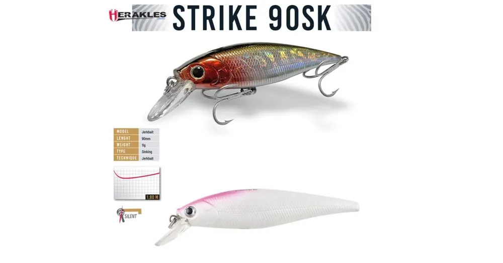 Beste Prijs Herakles Strike 90SK 9cm 11gr Pink Head wobbler