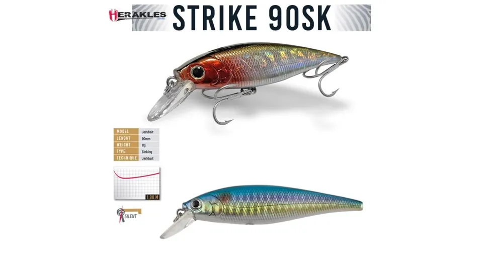 Herakles Strike 90SK 9cm 11gr Rainbow wobbler Exclusieve Aanbieding