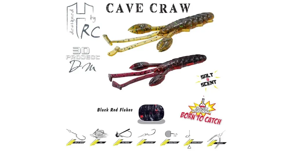 Herakles Cave Craw 3,8" 9,6cm Black Red Flakes lágy műcsali 10 db/csg Laatste Versie