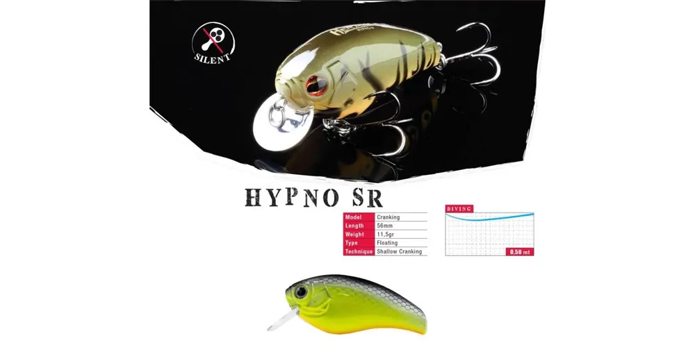 Herakles Hypno-SR F 5,6cm 11,5gr Chartreuse Black Back wobbler Tijdelijk Beschikbaar