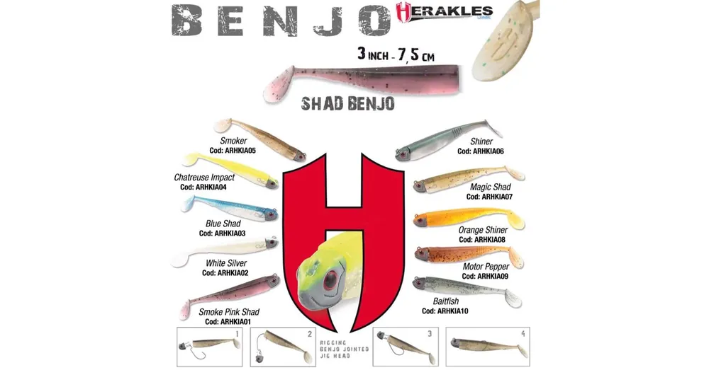 Herakles Benjo Shad 3" 7,5cm White Silver gumihal 7 db/csg Gecertificeerd