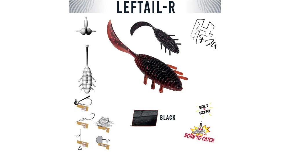 Beperkte Voorraad Herakles Leftail-R 1,8" 4,5cm Black lágy műcsali 10 db/csg