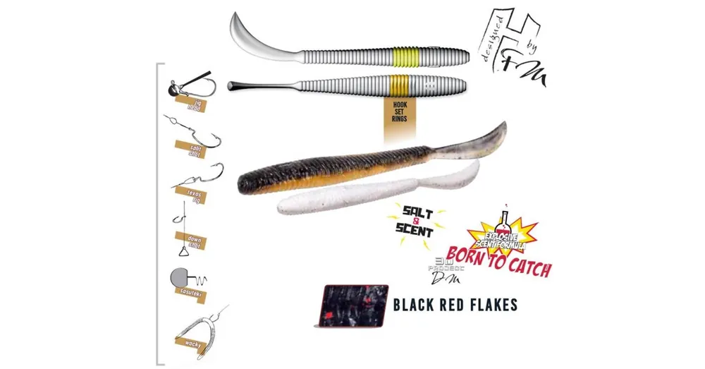 Herakles Leftail Worm 4,8" 12cm Black Red Flakes lágy műcsali 10 db/csg Betaalbaar