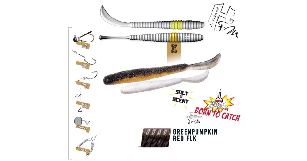 Herakles Leftail Worm 4,8" 12cm Greenpumpkin Red Flakes lágy műcsali 10 db/csg Rechtstreeks Van De Fabrikant
