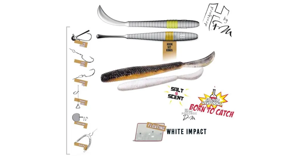 Herakles Leftail Worm 3,4" 8,6cm Floating White Impact lágy műcsali 10 db/csg Actieprijs