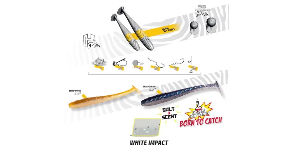 Herakles Shad-OW85 3,5" 8,9cm White Impact gumihal 10 db/csg Speciale Aanbieding