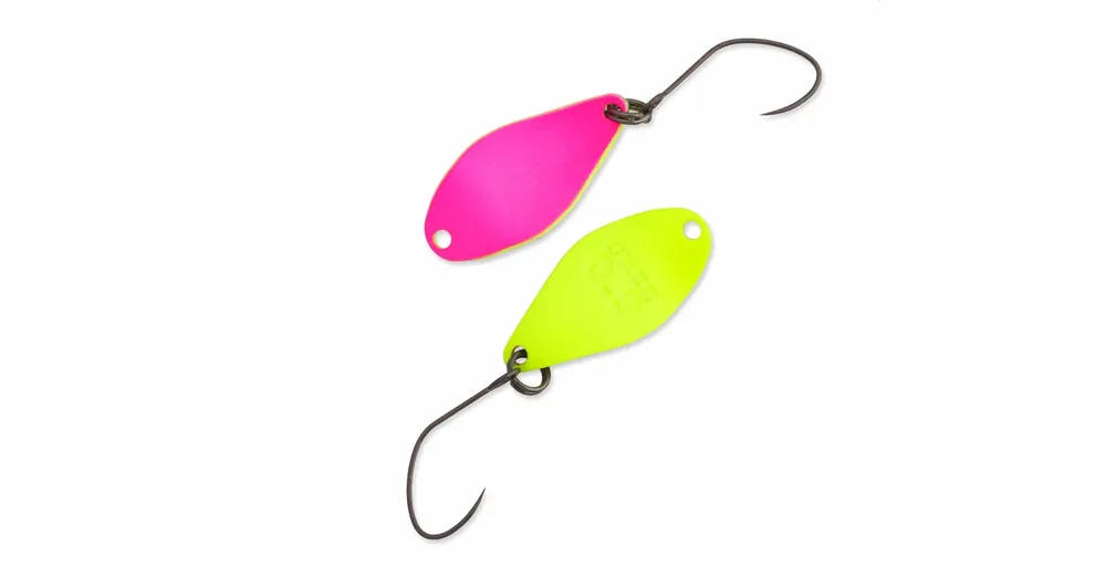 Finale Uitverkoop Nories Masukuroto Ghee 20mm 0.9g 002 kanál villantó (Fluo-Gelb / Pink)