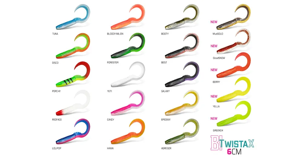 Koop Online Delphin TwistaX Eeltail UVs 5db 6cm Perchy+Candy+Booty+Redface+Firedot gumihal