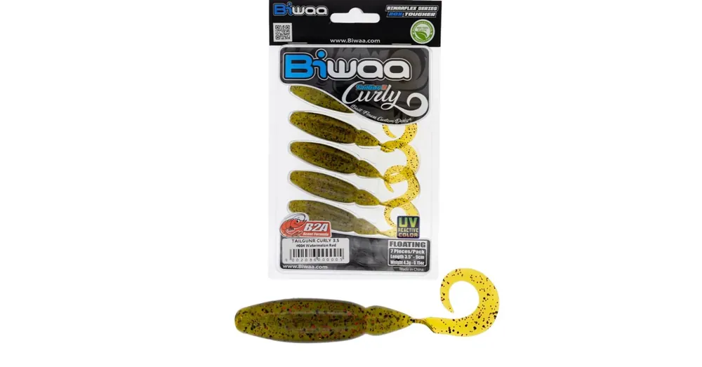 Biwaa TailGunR Curly 2,5" 6,3cm Watermelon Red 004 gumihal 8 db/csg Finale Uitverkoop