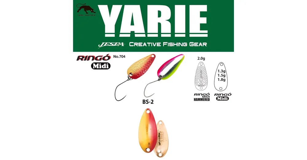 Gecertificeerd Yarie 704 Ringo Midi Hammered 2.0gr BS-2 Red/Gold kanál villantó
