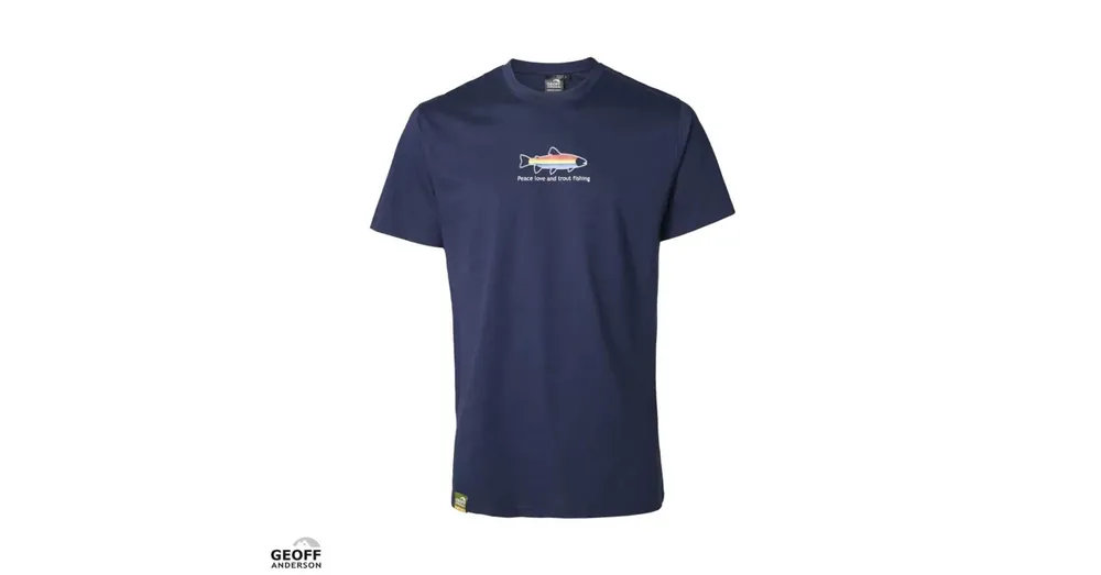 Geoff Anderson Organic Tee Peace Trout Navi L póló Shop Nu