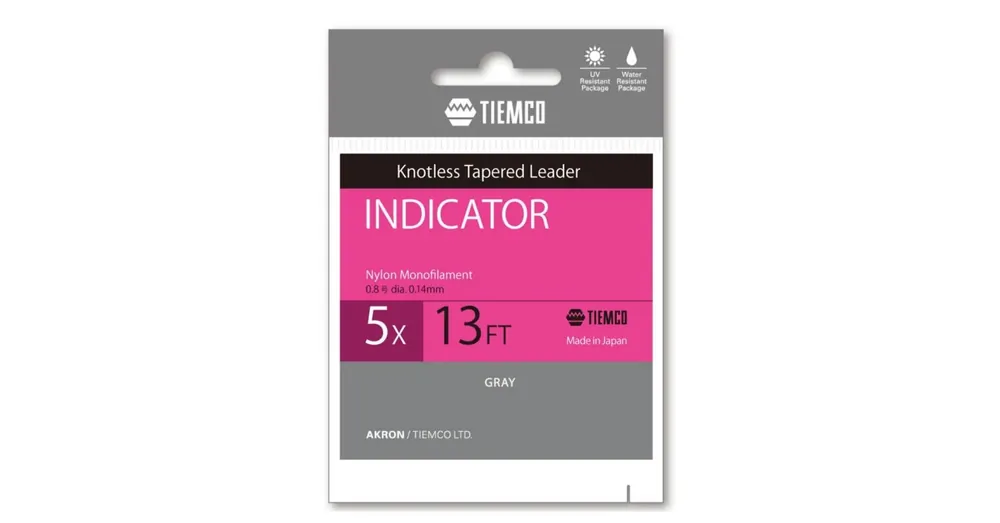 Premium Tiemco Indicator Tapered Leader 13ft 5X vékonyodó legyező előkezsinór
