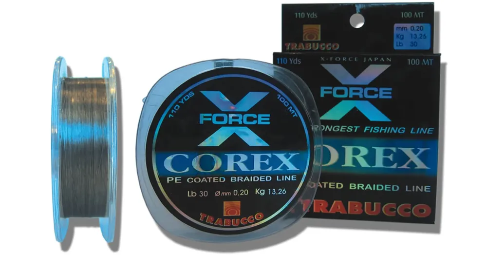 Trabucco X-Force Corex Pe Coated 100 m 0,10mm fonott zsinór Direct Beschikbaar