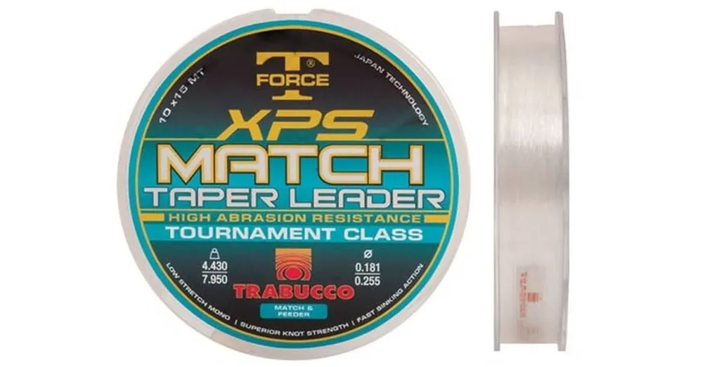 Trabucco T-Force Xps Match Taper Leader 10*15m 0,16-0,22mm távdobó monofil előkezsinór Actieprijs