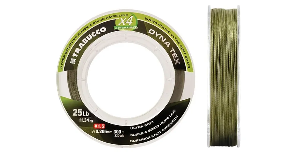 Flitsaanbieding Trabucco Dyna-Tex X4 Power Moss Green 300 m 0,435mm fonott zsinór