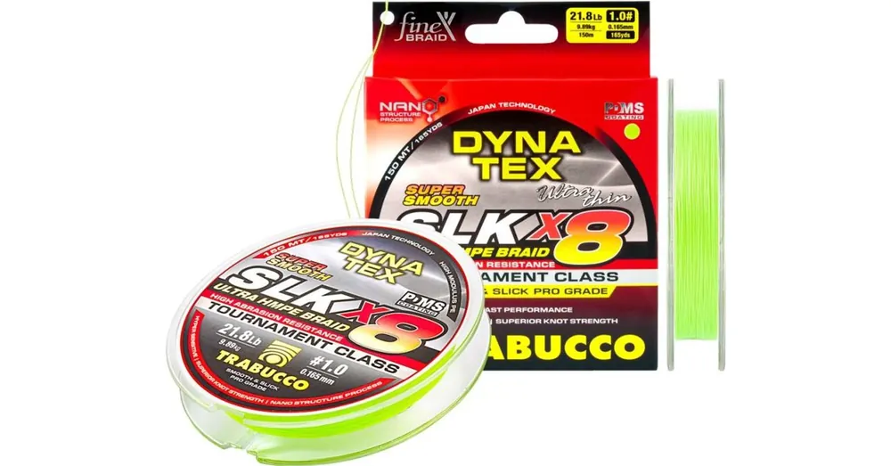 Trabucco Dyna-Tex Slk X8 SS 150 m 0,185mm lime zöld fonott zsinór Laatste Versie