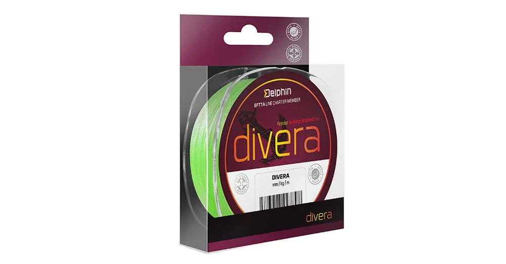 Betaalbaar Delphin DIVERA Feeder fluo zöld 0,10mm 10lbs 150m fonott zsinór