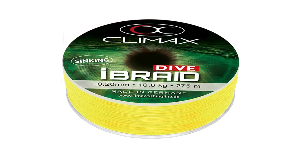 Climax iBraid Dive Sinking Fluo Yellow 275m 0,20mm 10,6kg fonott zsinór Tijdelijk Beschikbaar