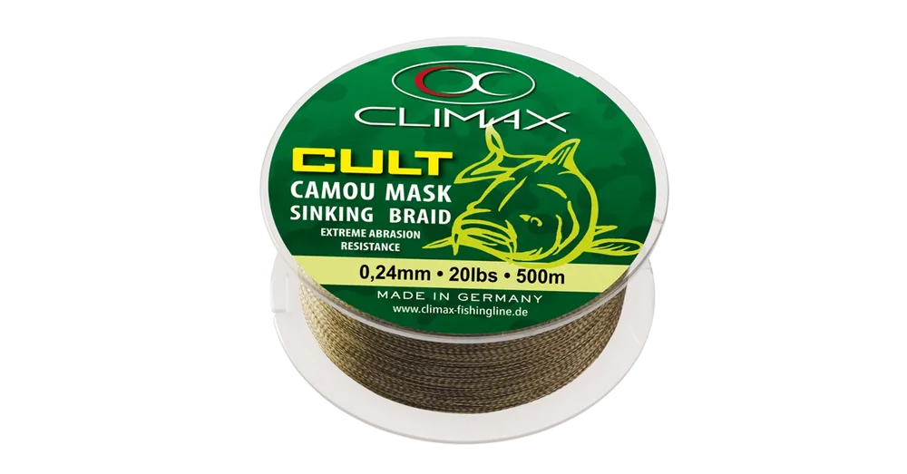 Climax Cult Carp Camou Mask Sinking Braid 500m 0,30mm 30lb fonott zsinór Finale Uitverkoop