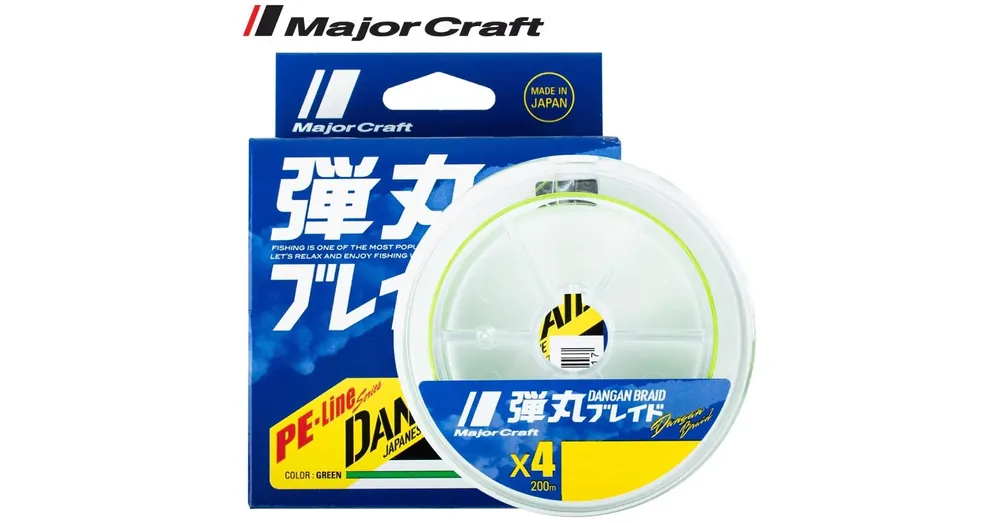 Express Levering Major Craft Dangan Braid X4 150m 0,17mm 10,5kg 1.5 Fluo Green fonott zsinór