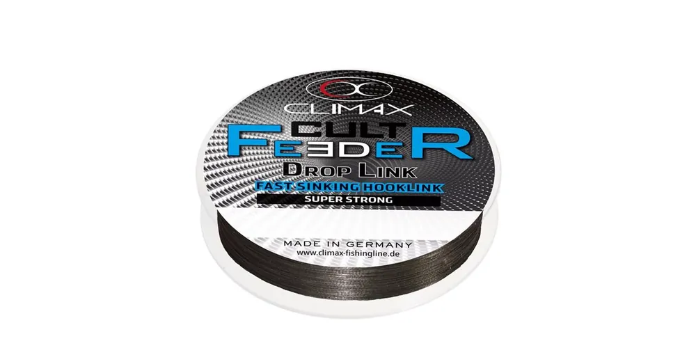 Koop Online Climax Cult Feeder Fast Sinking Braid Droplink 10m 0.18mm 9.5kg Dark Grey fonott előkezsinór