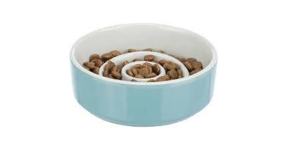 Seizoensaanbieding Trixie Slow feeding Ceramic Bowl - kerámia, evéslassító tál (szürke,kék) kutyák részére (0,9l /ø17cm)