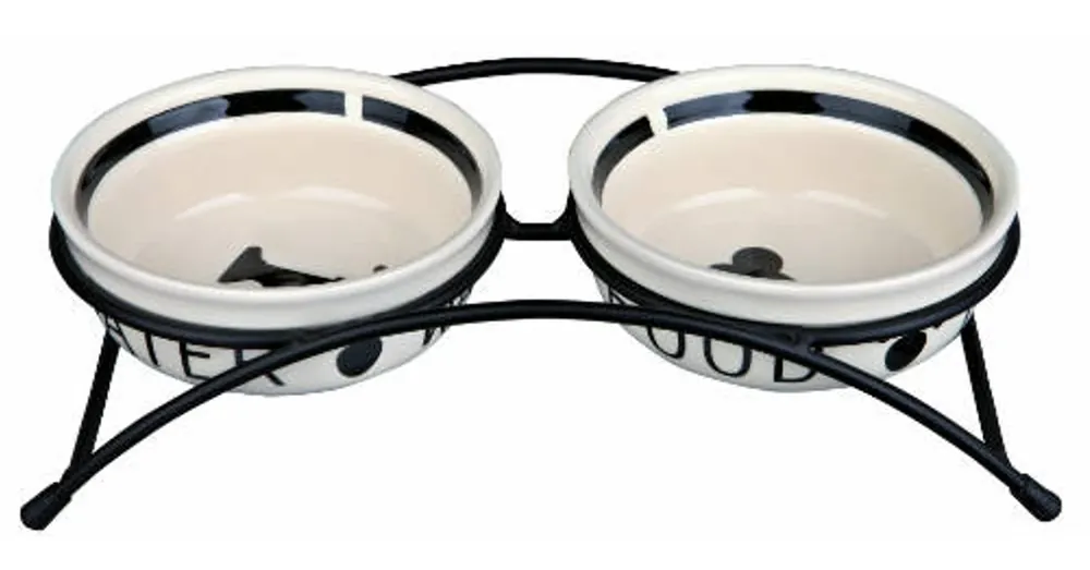 Laatste Versie Trixie Bowl Set, ceramic/metal - tálkészlet (kerámia, mintás) kutyák és macskák részére (2x0,25l/Ø13cm/27x7x14cm)