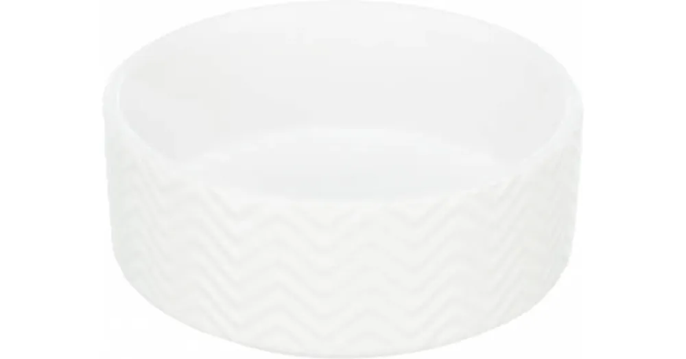 Lage Prijs Trixie Ceramic Bowl - kerámia tál (nyomott mintával, fehér) kutyák részére (0,4l/13cm)