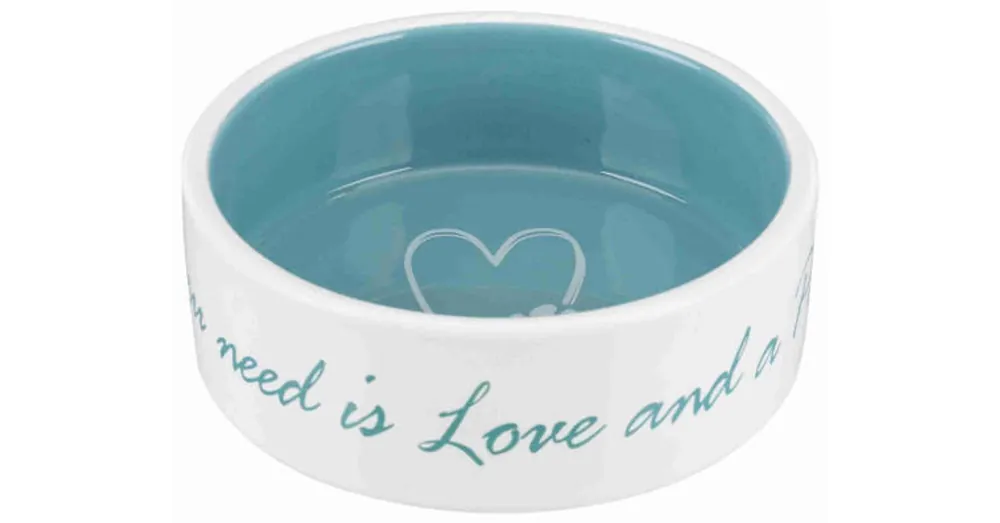 Trixie Pet‘s Home Ceramic Bowl - kerámia tál (mintás, fehér/petrolkék) kutyák részére (0,8l/Ø16cm) Flitsaanbieding
