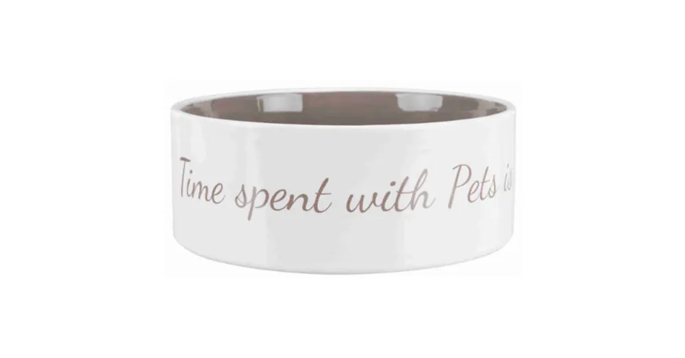 Laatste Kans Trixie Pet‘s Home Ceramic Bowl - kerámia tál (mintás, fehér/tópszín) kutyák részére (1,4l/Ø20cm)