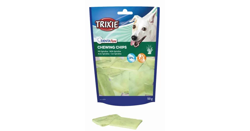 Trixie Denta Fun Spirulina Chewing Chips - jutalomfalat (rágó chips spirulina) kutyák részére (50g) Lage Prijs