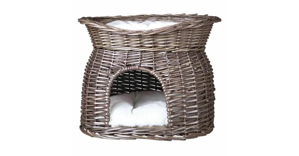 Trixie Wicker Cave with Bed on Top - fonott macskabútor (szürke) 54x43x37cm Finale Uitverkoop