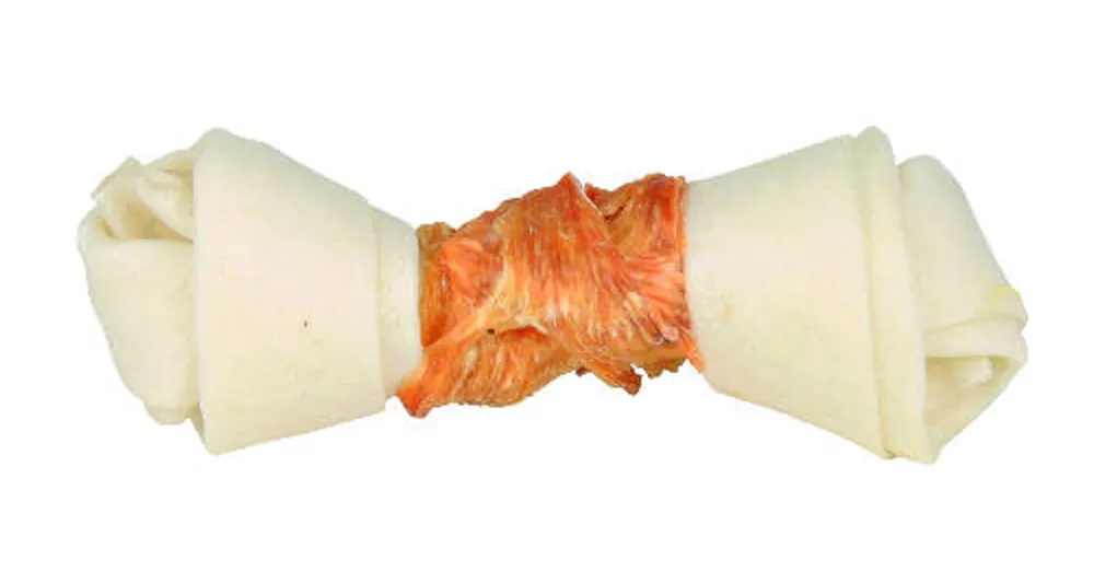 Finale Uitverkoop Trixie Denta Fun Knotted Chicken Chewing Bone - jutalomfalat (csomózott csont csirkével) 11cm (2db/70g)