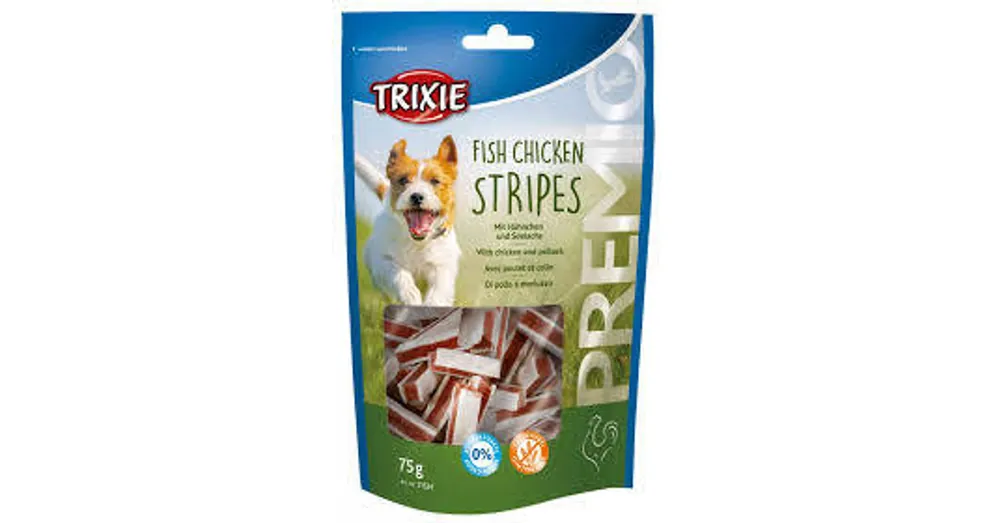 Trixie Premio Fish Chicken Stripes - jutalomfalat (csirke,hal) kutyák részére (75g) Voordeelprijs