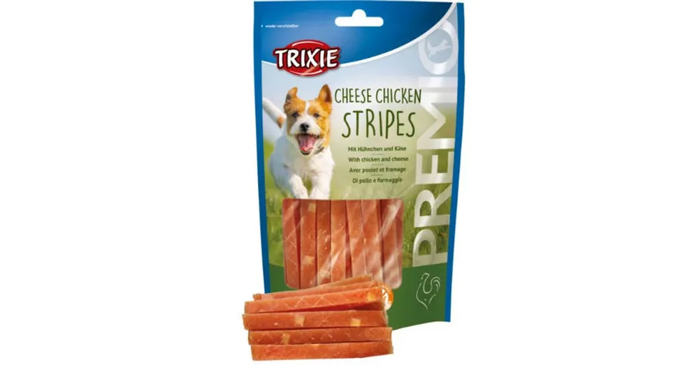 Veilige Betaling Trixie Premio Cheese Chicken Stripes - jutalomfalat (csirke,sajt) kutyák részére (100g)