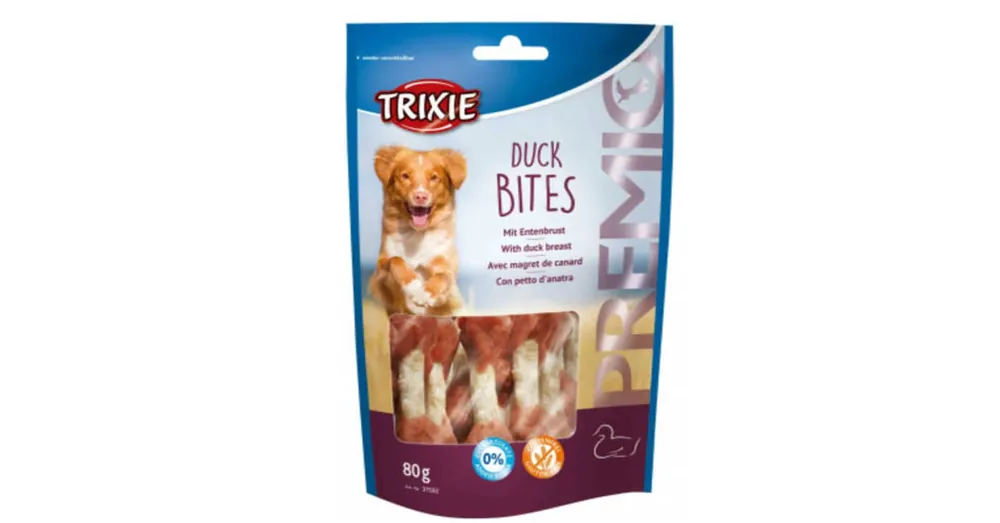 Speciale Aanbieding Trixie Premio Duck Bites - jutalomfalat (kacsa) kutyák részére (80g)